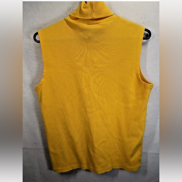 ❤️LRL Lauren Ralph Lauren Yellow Ribbed Sleeveless Turtleneck Size L - Picture 2 of 4